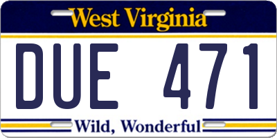 WV license plate DUE471