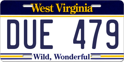 WV license plate DUE479