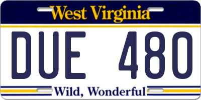 WV license plate DUE480