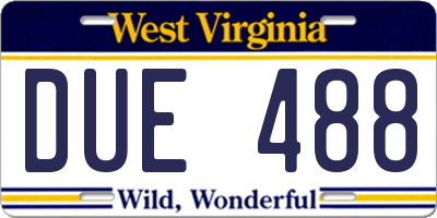 WV license plate DUE488