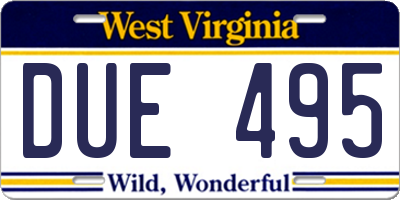 WV license plate DUE495