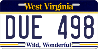WV license plate DUE498