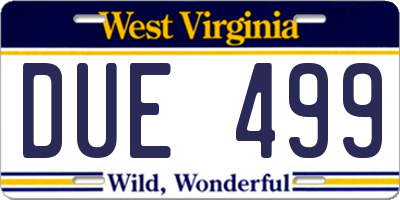 WV license plate DUE499