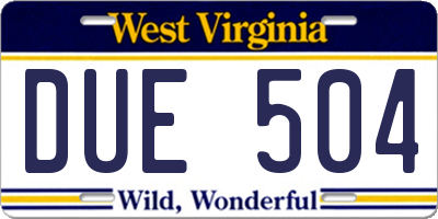 WV license plate DUE504