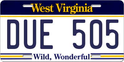 WV license plate DUE505
