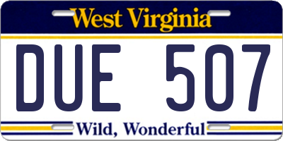 WV license plate DUE507