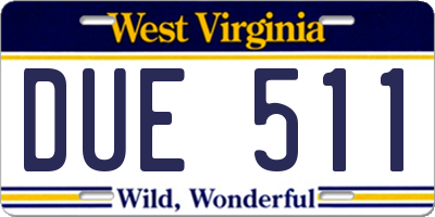 WV license plate DUE511