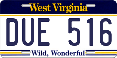 WV license plate DUE516