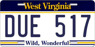 WV license plate DUE517