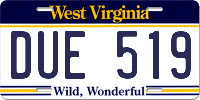 WV license plate DUE519
