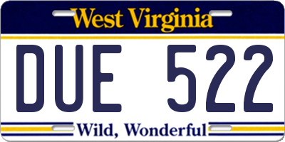 WV license plate DUE522