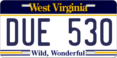WV license plate DUE530