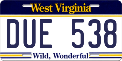 WV license plate DUE538