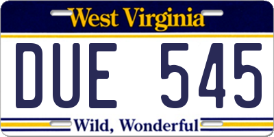 WV license plate DUE545