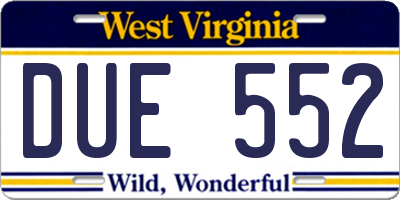 WV license plate DUE552