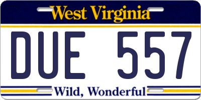 WV license plate DUE557