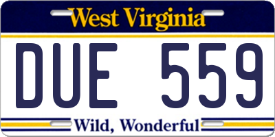 WV license plate DUE559