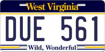 WV license plate DUE561
