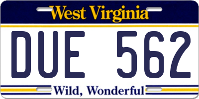 WV license plate DUE562