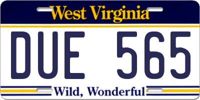 WV license plate DUE565