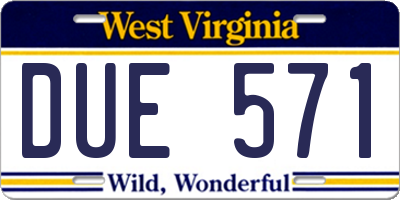 WV license plate DUE571