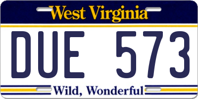 WV license plate DUE573