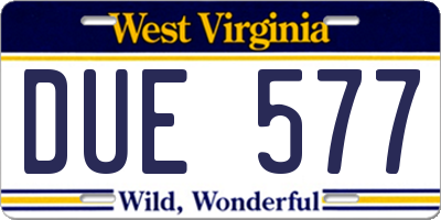 WV license plate DUE577