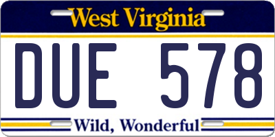 WV license plate DUE578