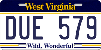 WV license plate DUE579