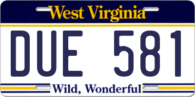 WV license plate DUE581