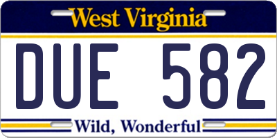 WV license plate DUE582
