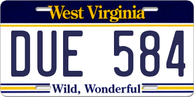 WV license plate DUE584