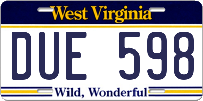 WV license plate DUE598