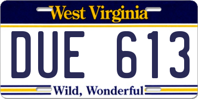 WV license plate DUE613