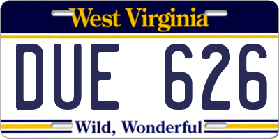 WV license plate DUE626