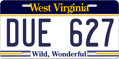 WV license plate DUE627