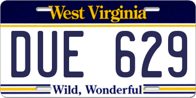 WV license plate DUE629