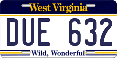 WV license plate DUE632