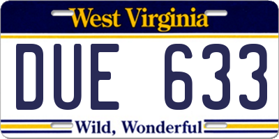 WV license plate DUE633