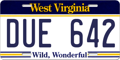 WV license plate DUE642