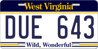 WV license plate DUE643