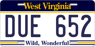 WV license plate DUE652