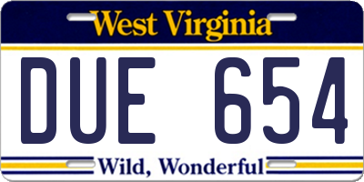 WV license plate DUE654