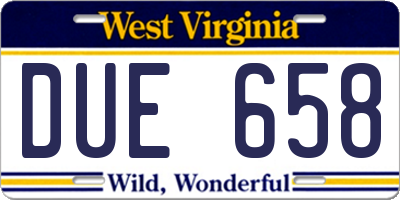 WV license plate DUE658