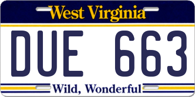 WV license plate DUE663
