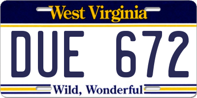 WV license plate DUE672