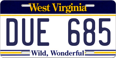 WV license plate DUE685