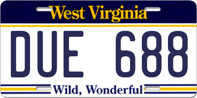 WV license plate DUE688