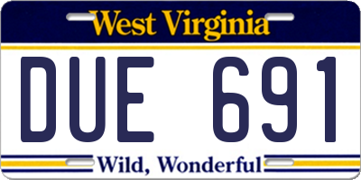 WV license plate DUE691