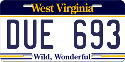 WV license plate DUE693